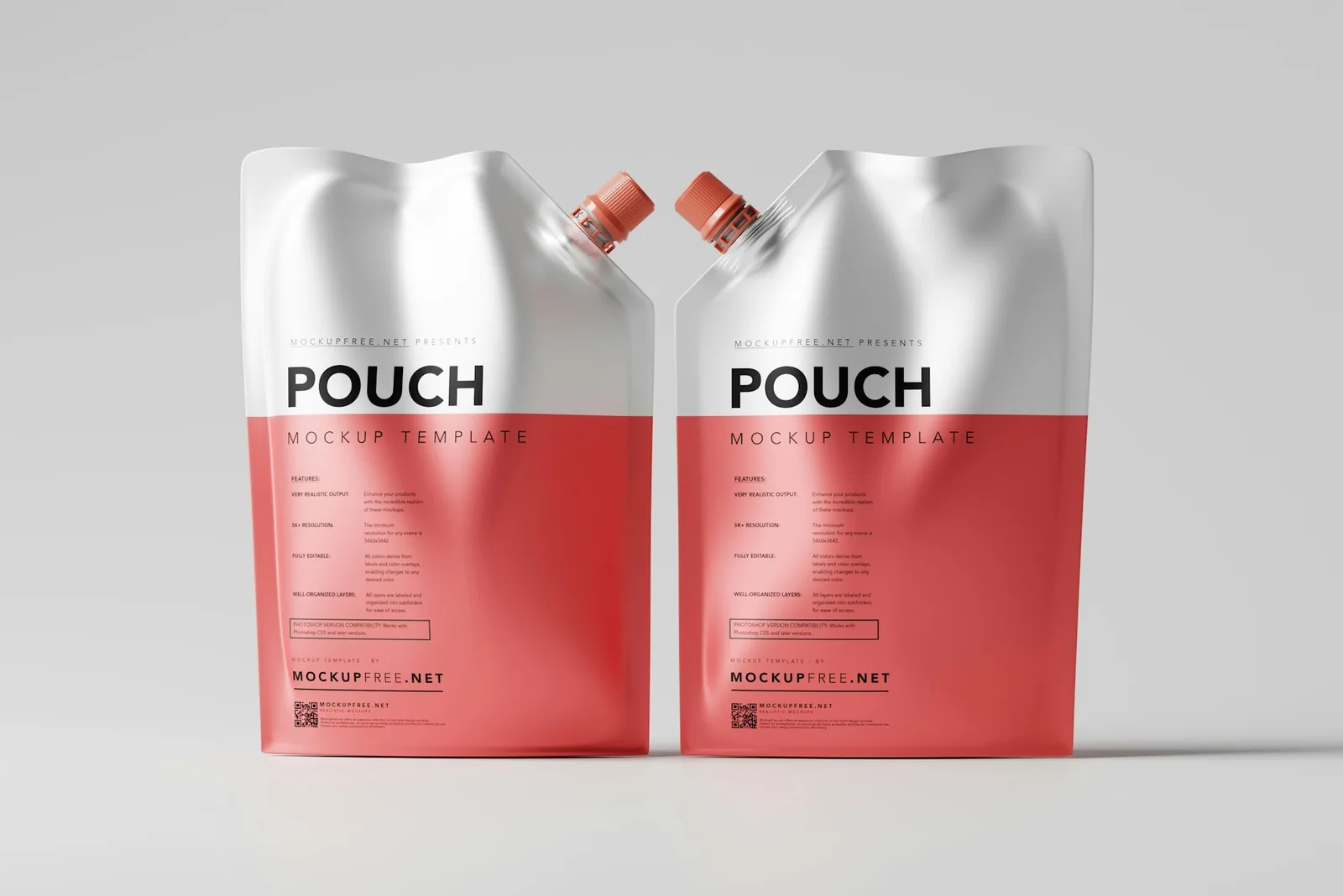 Two laminated coffee pouches, a common multi-material composite packaging format